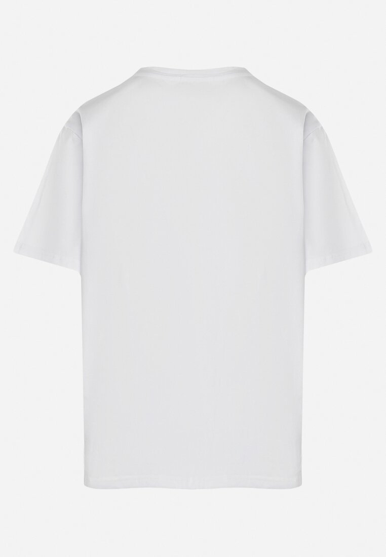 Biały T-shirt z Kieszonką Ozdobioną Cyrkoniami Ariless