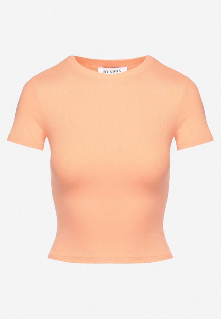 Pomarańczowy Bawełniany T-shirt Elastyczny Lireanne