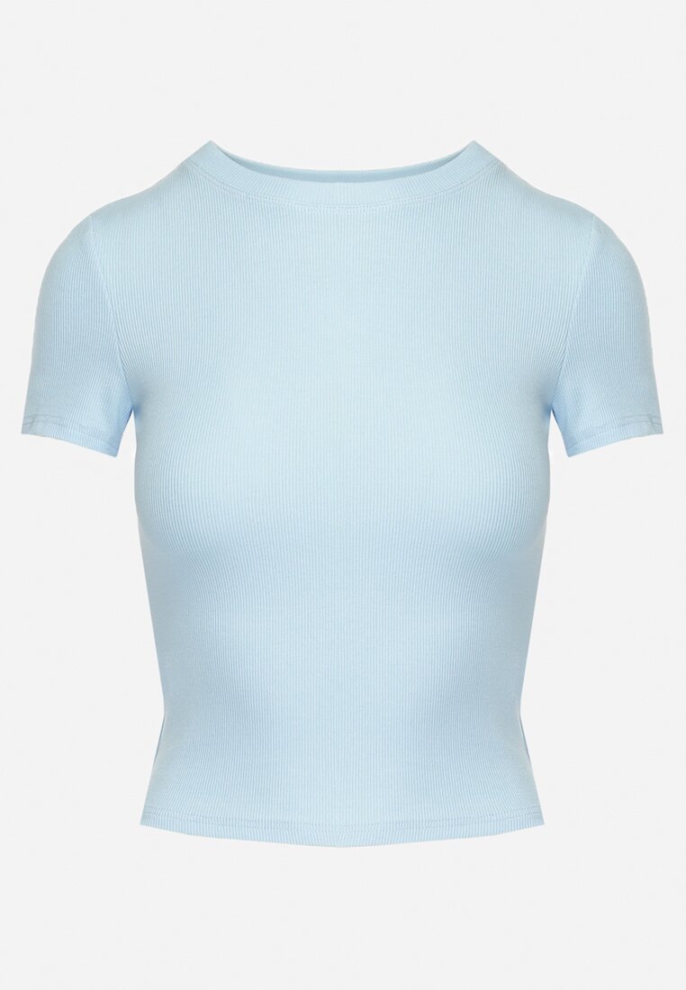 Jasnoniebieski Bawełniany T-shirt Elastyczny Lireanne