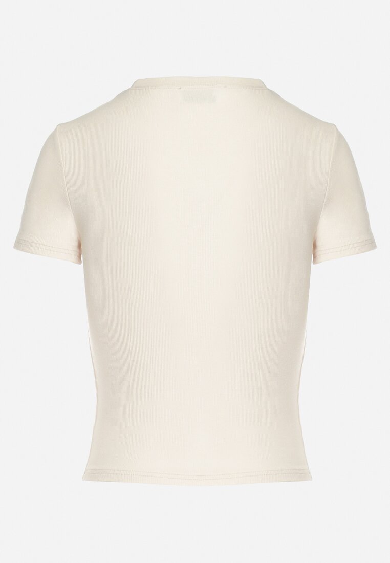 Jasnobeżowy Bawełniany T-shirt Elastyczny Lireanne