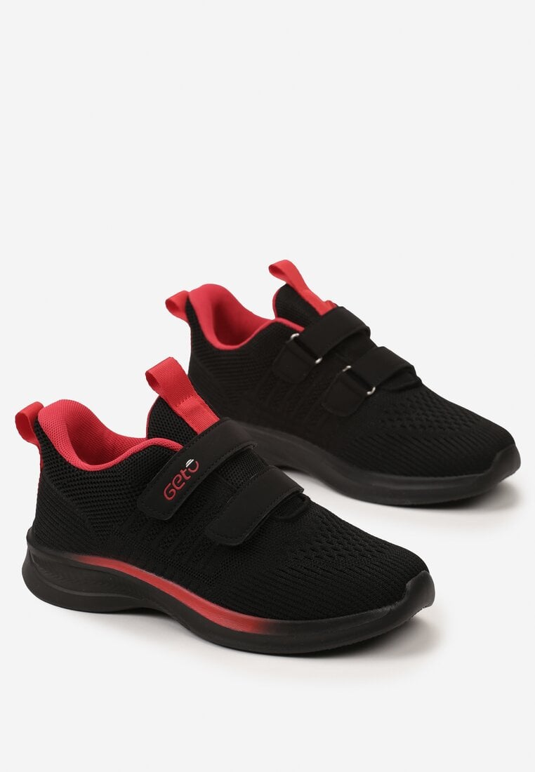Czarno-Czerwone Klasyczne Buty Sportowe Zapinane na Rzepy Trigla