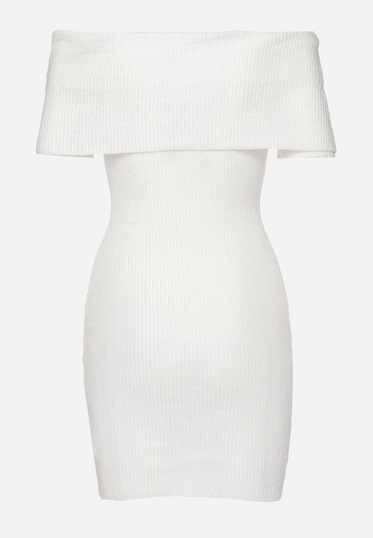 Biała Elastyczna Sukienka Mini Hiszpanka o Taliowanym Kroju Arivens
