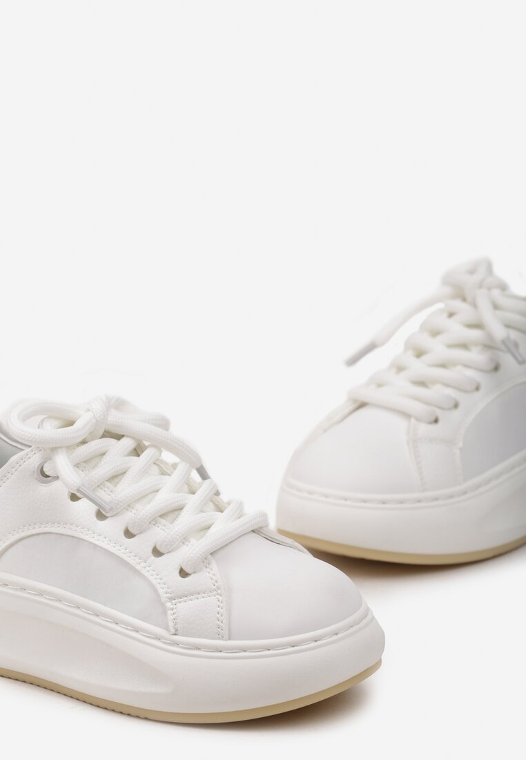 Białe Sneakersy na Platformie Rammes
