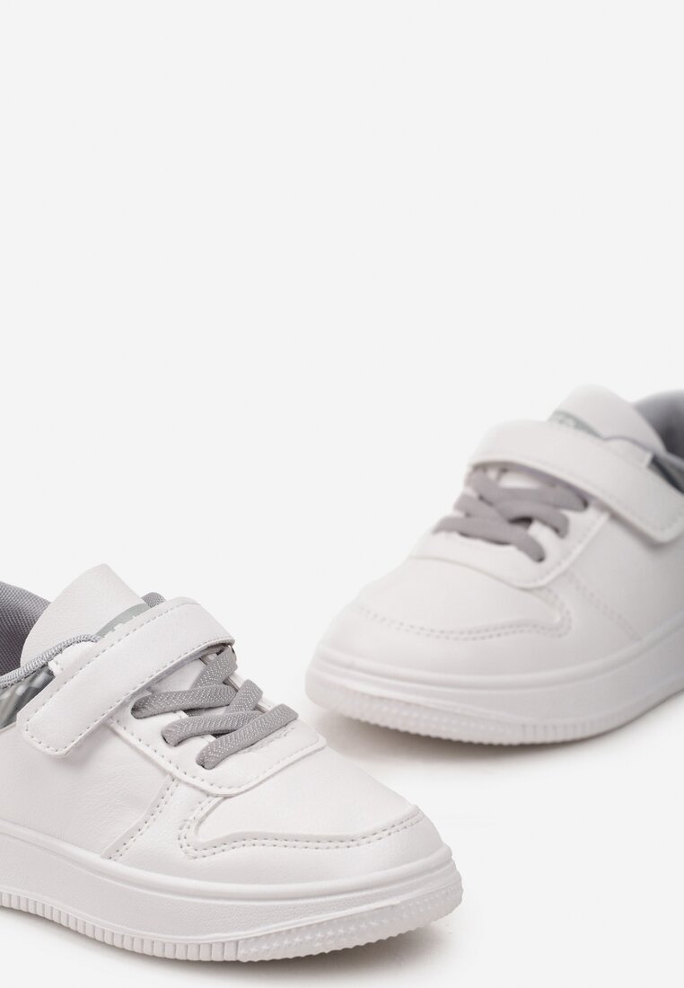 Biało-Szare Buty Sportowe Sneakersy z Napisem Super Star na Rzep Infania
