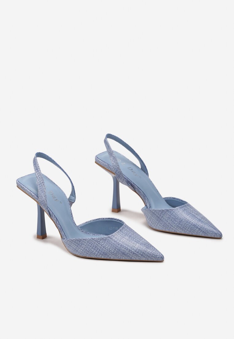 Niebieskie Sandały z Elegancką Plecionką na Szpiczastym Nosku Serapina