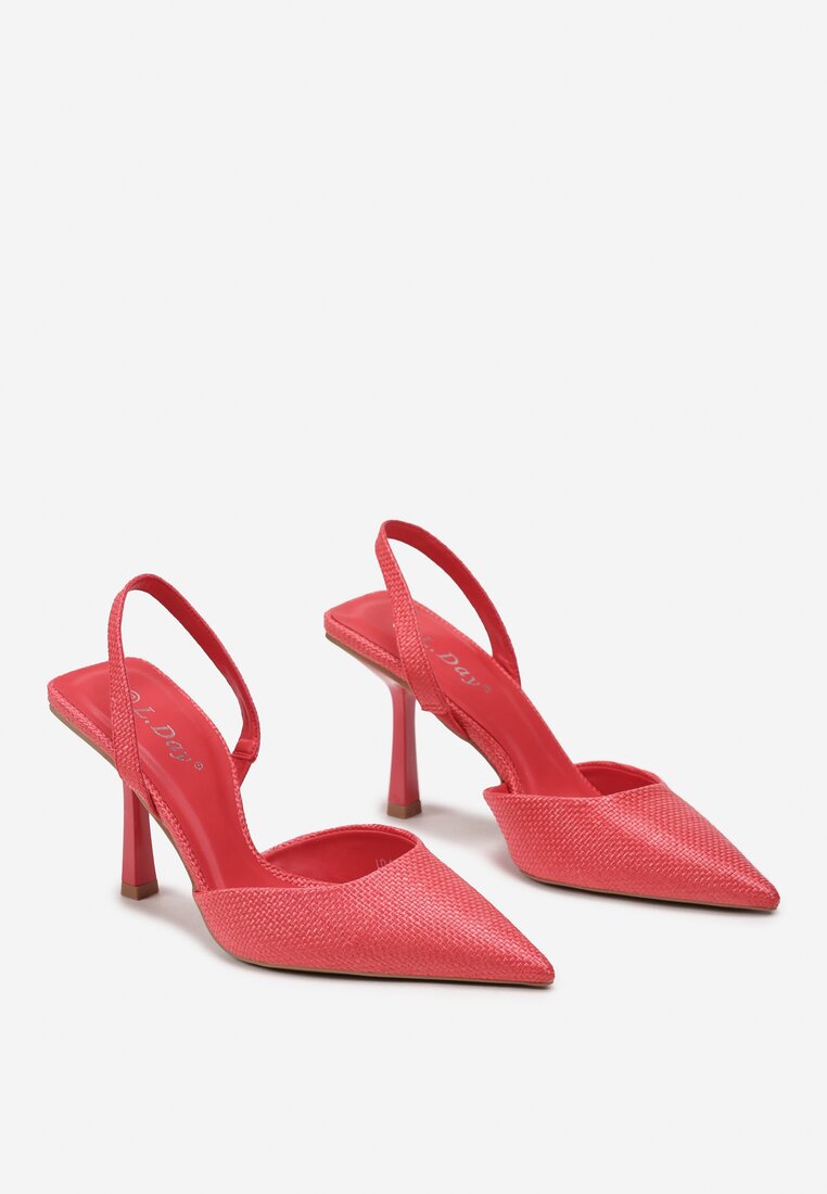 Czerwone Sandały z Elegancką Plecionką na Szpiczastym Nosku Serapina