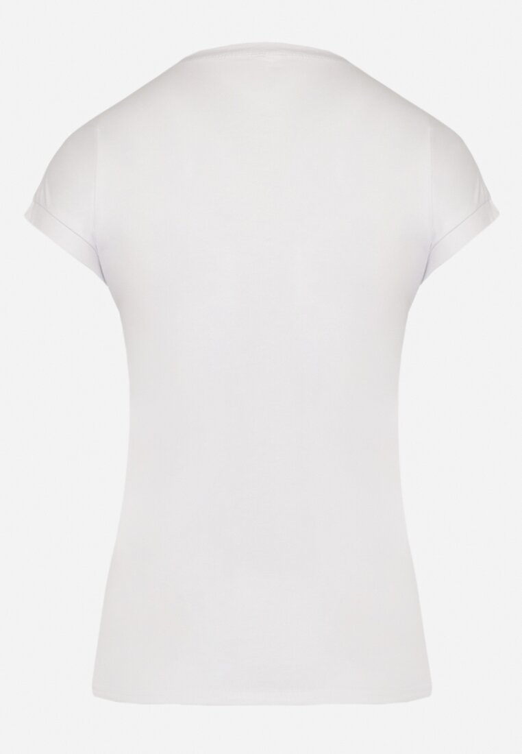 Biały Bawełniany T-shirt z Ozdobnym Napisem Dellphia