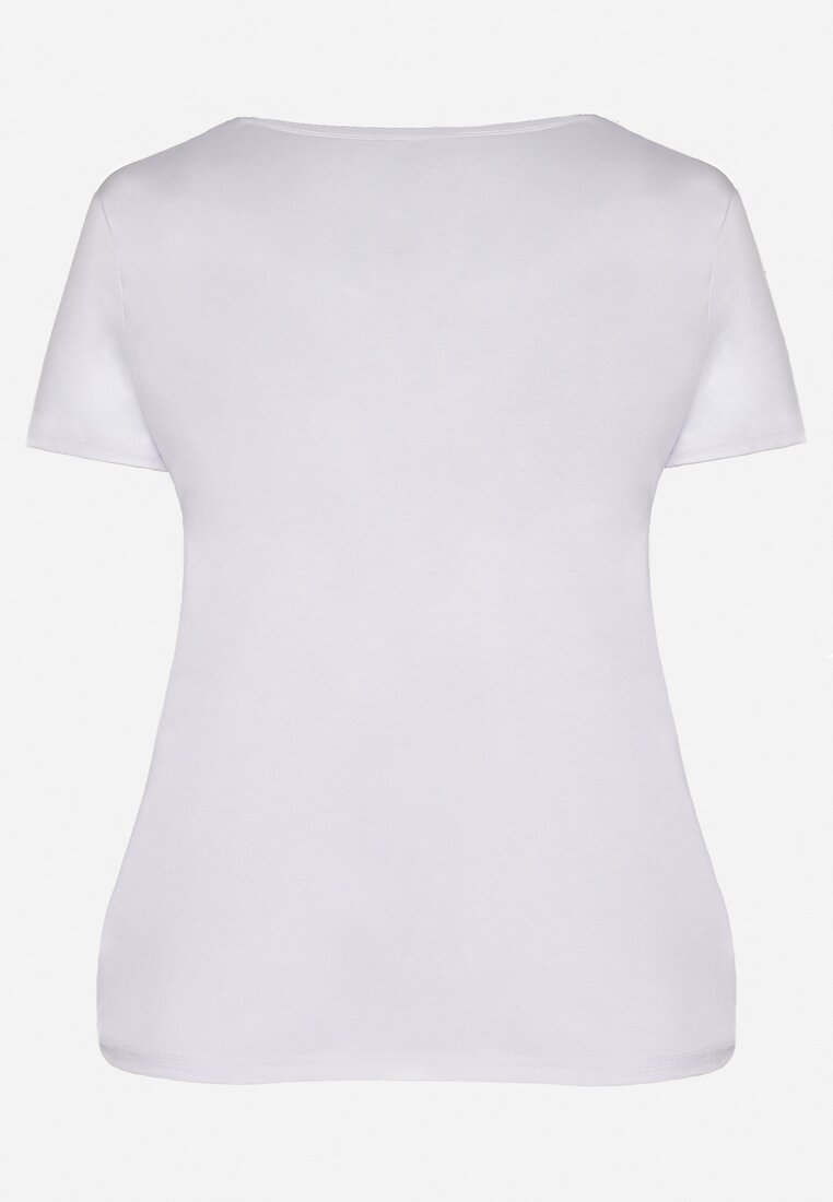 Biały T-shirt z Ozdobnym Napisem Elimetis