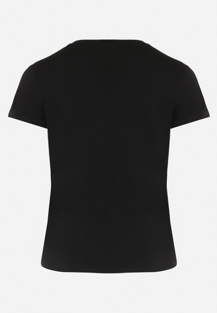 Czarny T-shirt z Bawełny Ozdobiony Napisem Niralle