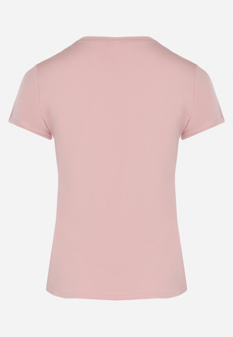 Różowy T-shirt z Bawełny Ozdobiony Napisem Niralle