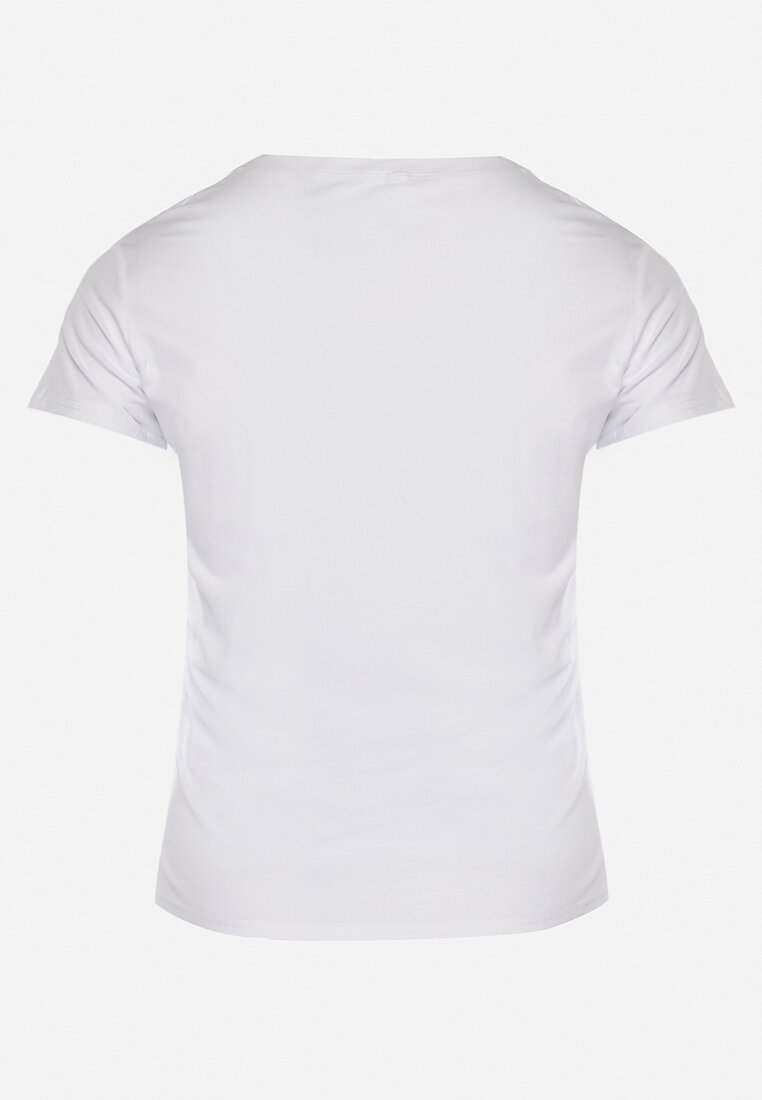 Biały T-shirt z Bawełny Ozdobiony Napisem Niralle