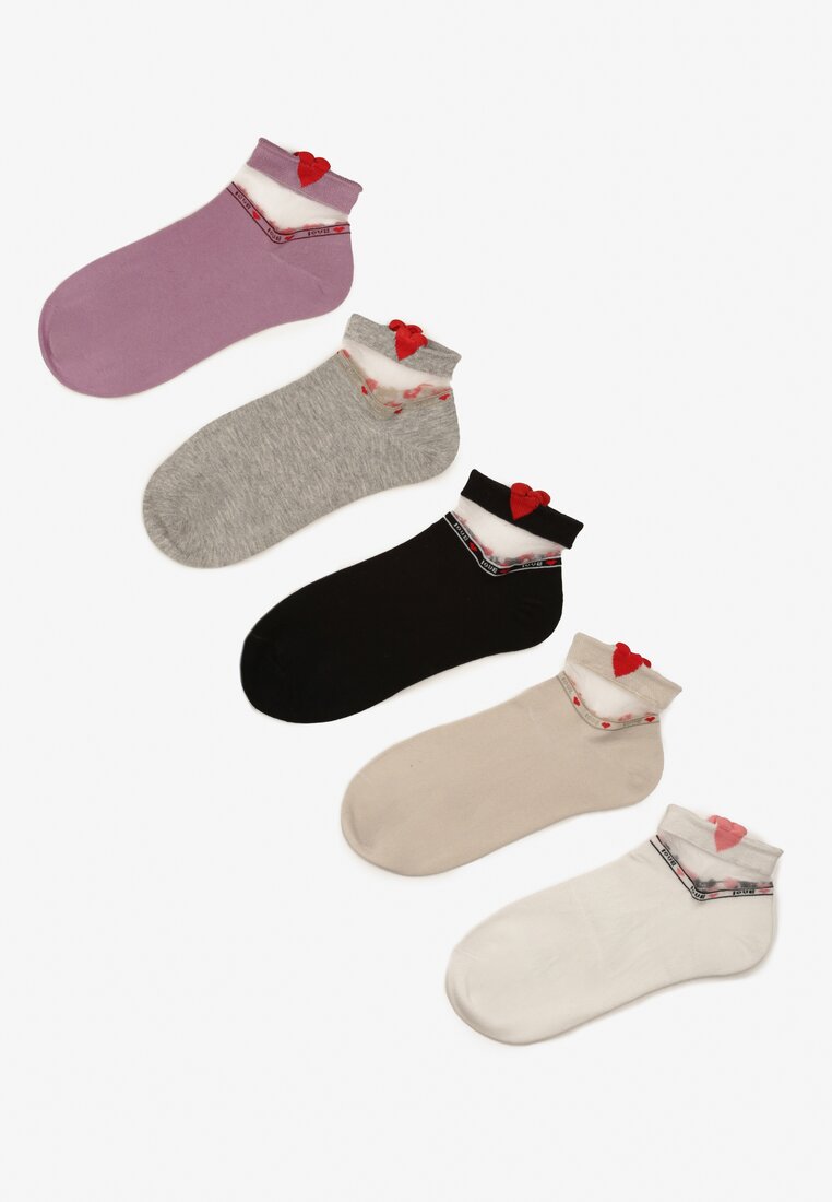 Wielokolorowe 5-Pack Skarpety z Serduszkiem Gisellema