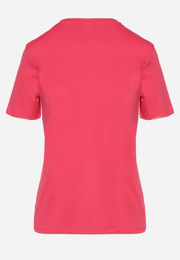 Różowy Bawełniany T-shirt o Klasycznym Fasonie Hebea