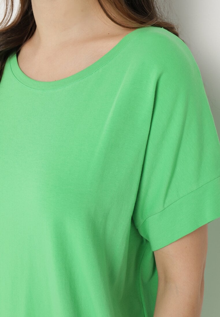 Zielona Pudełkowa Sukienka T-shirtowa o Krótkim Kroju Orlella
