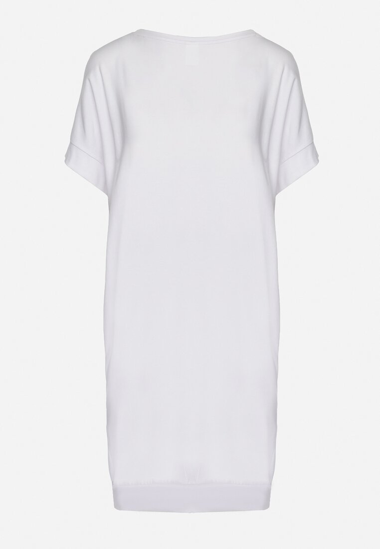 Biała Pudełkowa Sukienka T-shirtowa o Krótkim Kroju Orlella