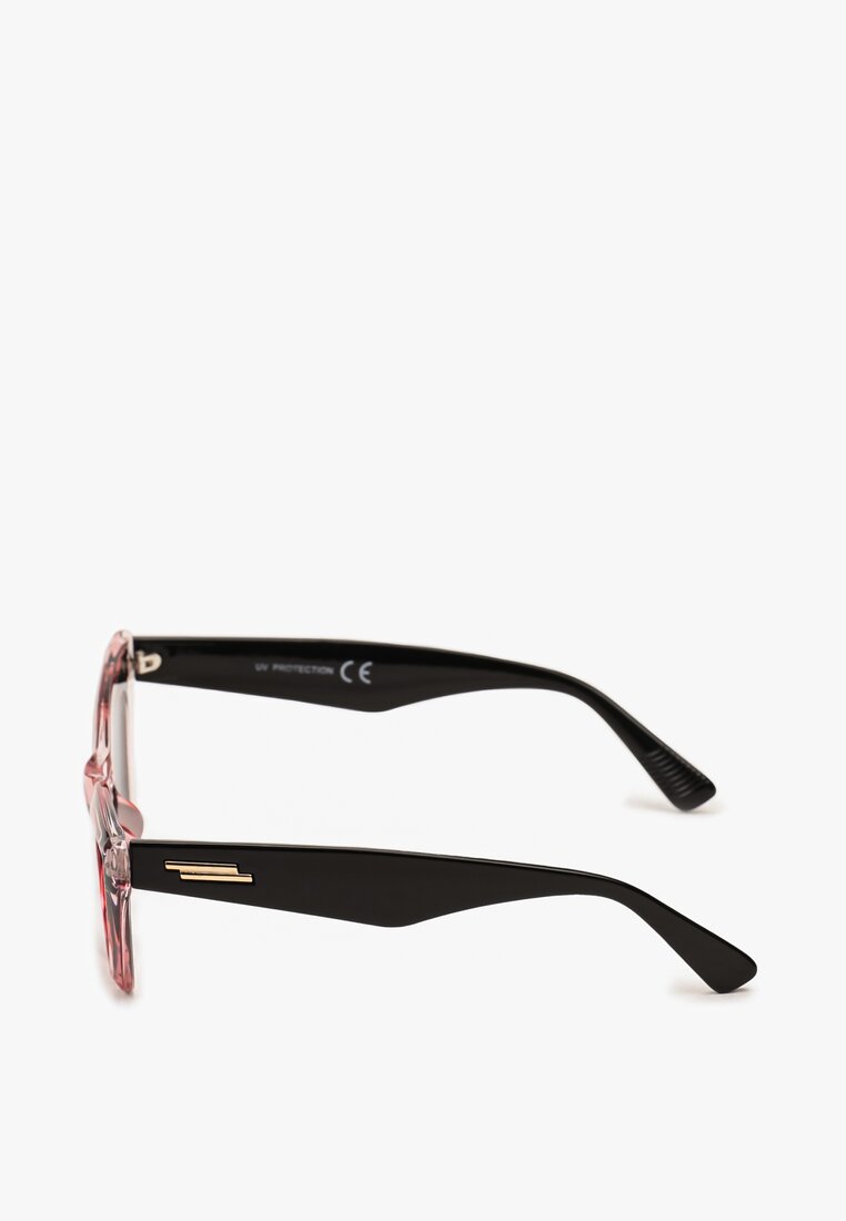 Różowe Okulary Przeciwsłoneczne z Grubymi Oprawkami Typu Kocie Oko Cariamia