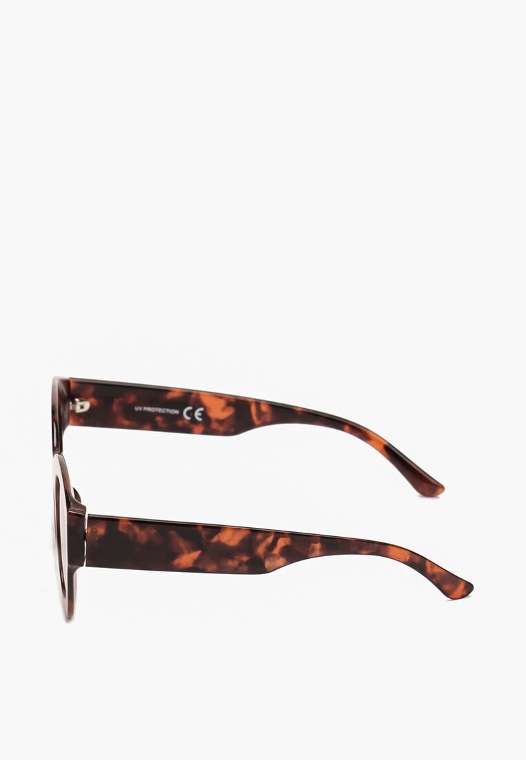 Brązowe Okulary Przeciwsłoneczne z Grubymi Oprawkami Zaokrąglone Titta