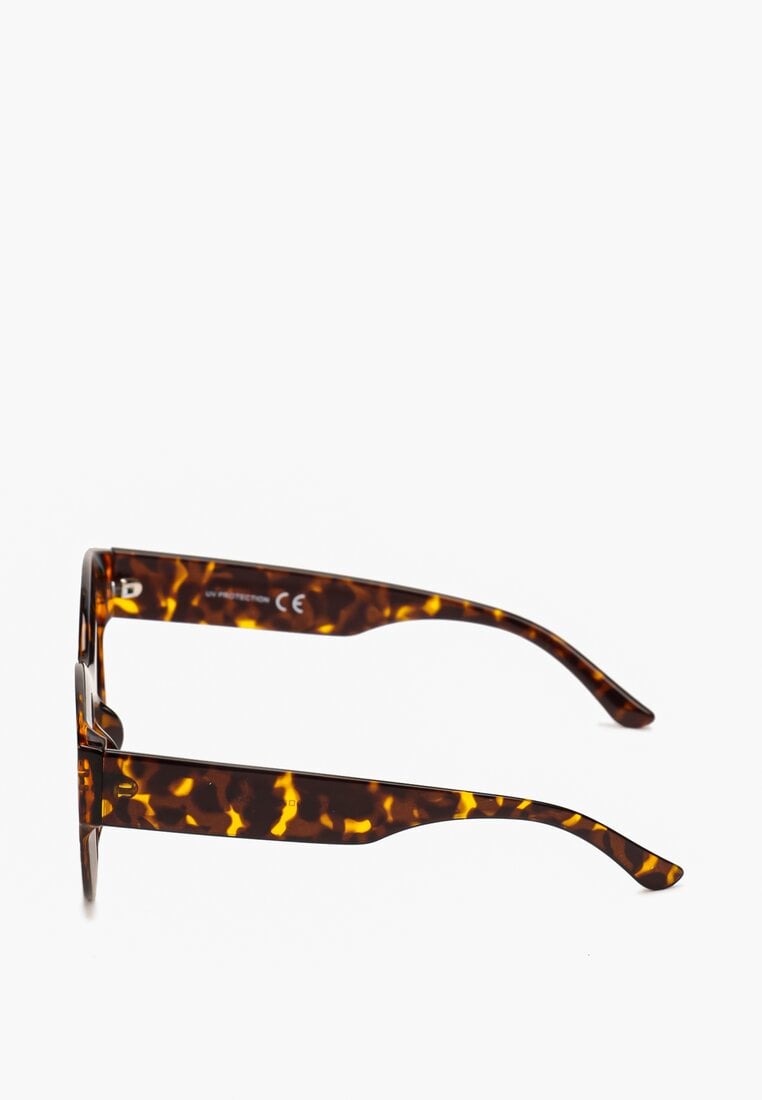 Ciemnobrązowe Okulary Przeciwsłoneczne z Grubymi Oprawkami Zaokrąglone Titta