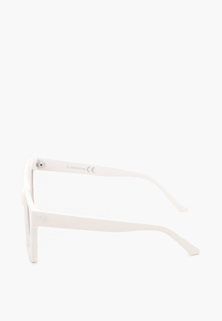 Białe Okulary Przeciwsłoneczne Kwadratowe z Grubymi Oprawkami Bikoriala