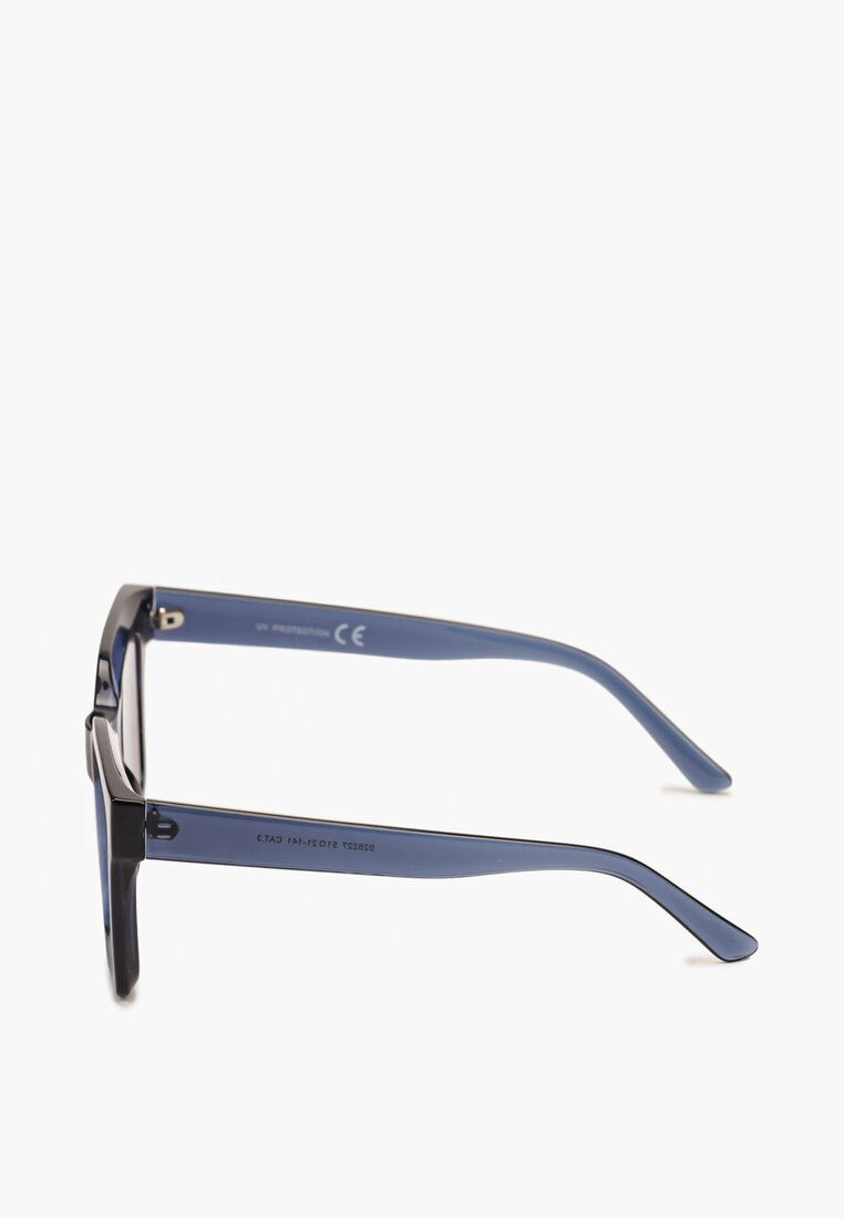 Niebieskie Okulary Przeciwsłoneczne Kwadratowe z Grubymi Oprawkami Bikoriala