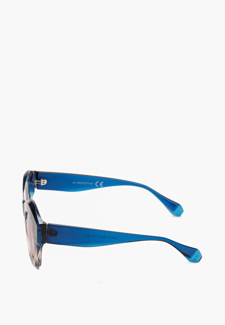Niebieskie Okulary Przeciwsłoneczne o Nowoczesnym Zaokrąglonym Kształcie Rialla