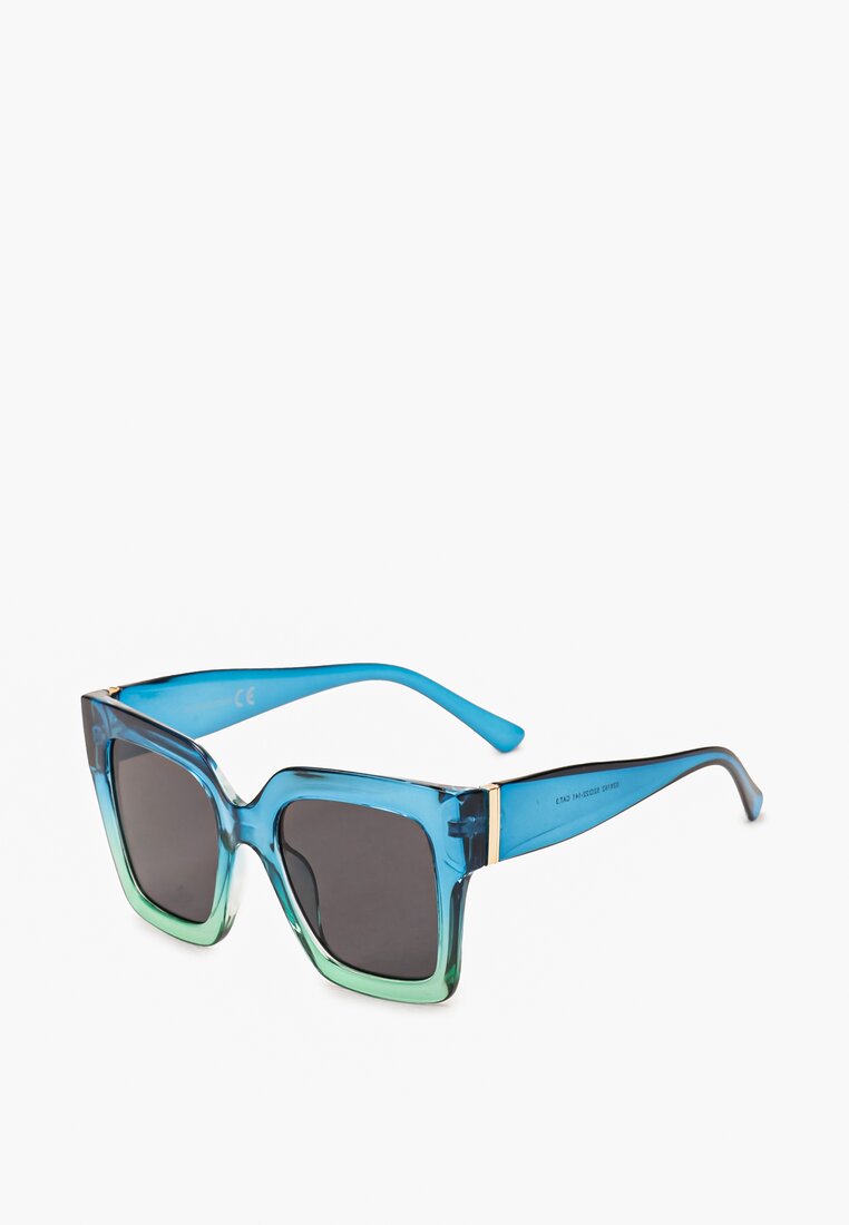 Niebieskie Okulary Przeciwsłoneczne Ozdobione Efektem Ombre  Klevordia