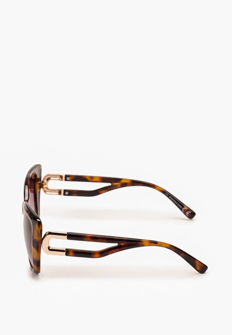 Brązowe Okulary Przeciwsłoneczne z Zausznikami z Metaliczną Wstawką Xuna