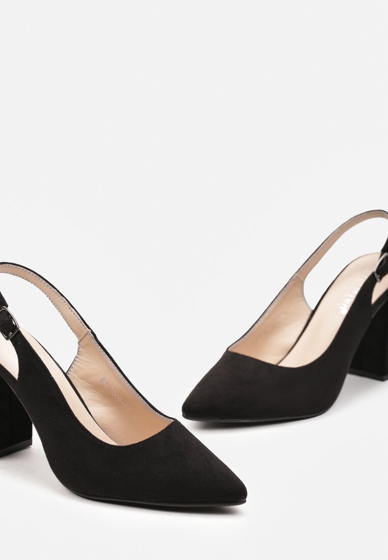 Czarne Czółenka na Słupku z Noskiem w Szpic Akenvia