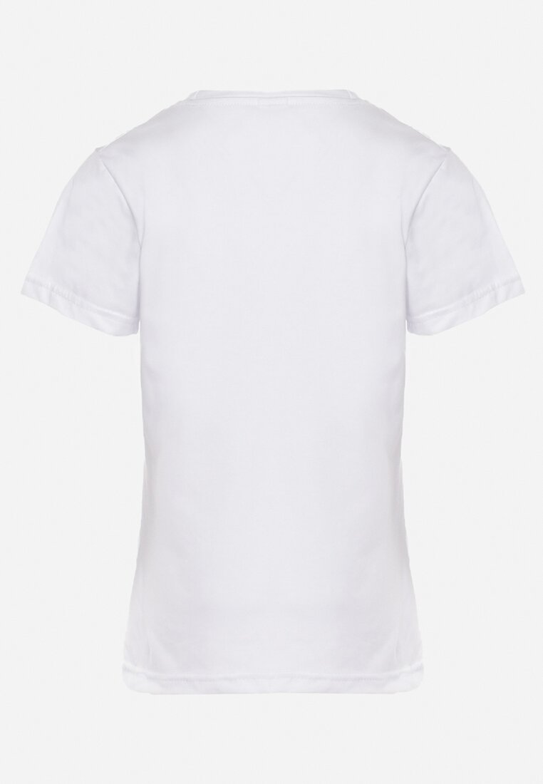 Biała Koszulka z Krótkim Rękawem z Bawełny z Nadrukiem Kucyka Joravia