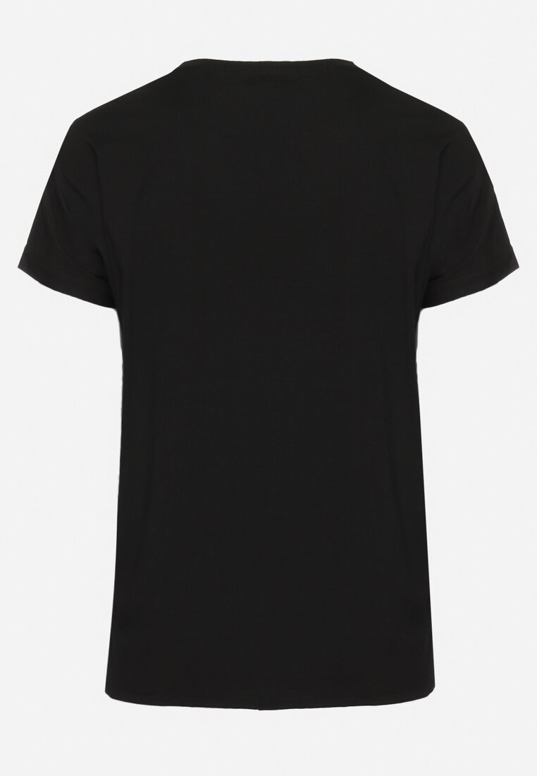 Czarny Bawełniany T-shirt z Nadrukiem z Przodu Salaura
