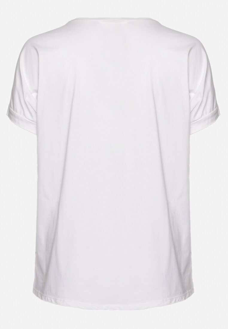 Biały Bawełniany T-shirt z Nadrukiem z Przodu Salaura
