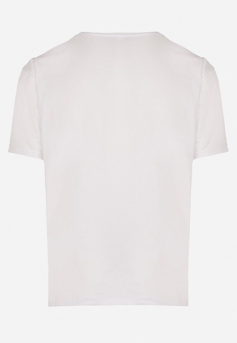 Biała Koszulka Bawełniana z Ozdobnym Nadrukiem na Przodzie Ulitiama