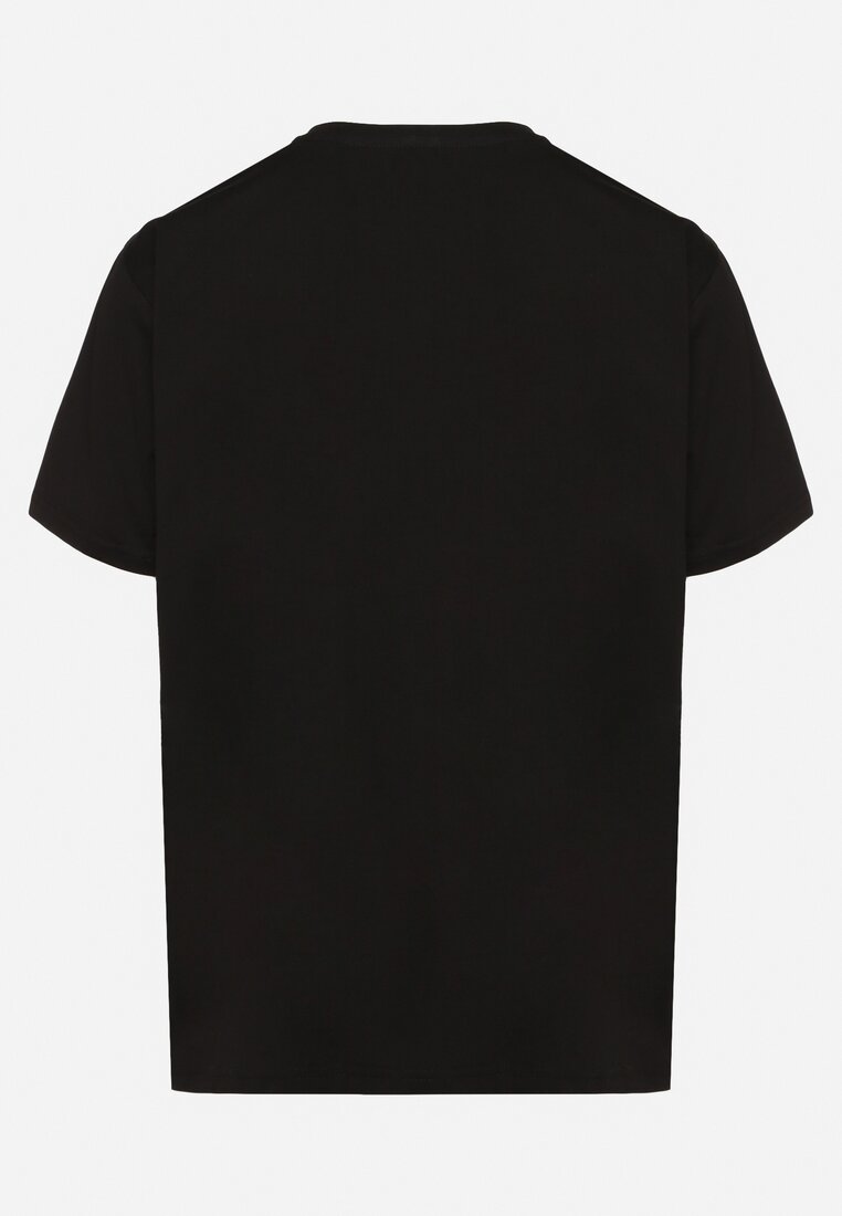 Czarna Koszulka Bawełniana z Ozdobnym Nadrukiem na Przodzie Ulitiama