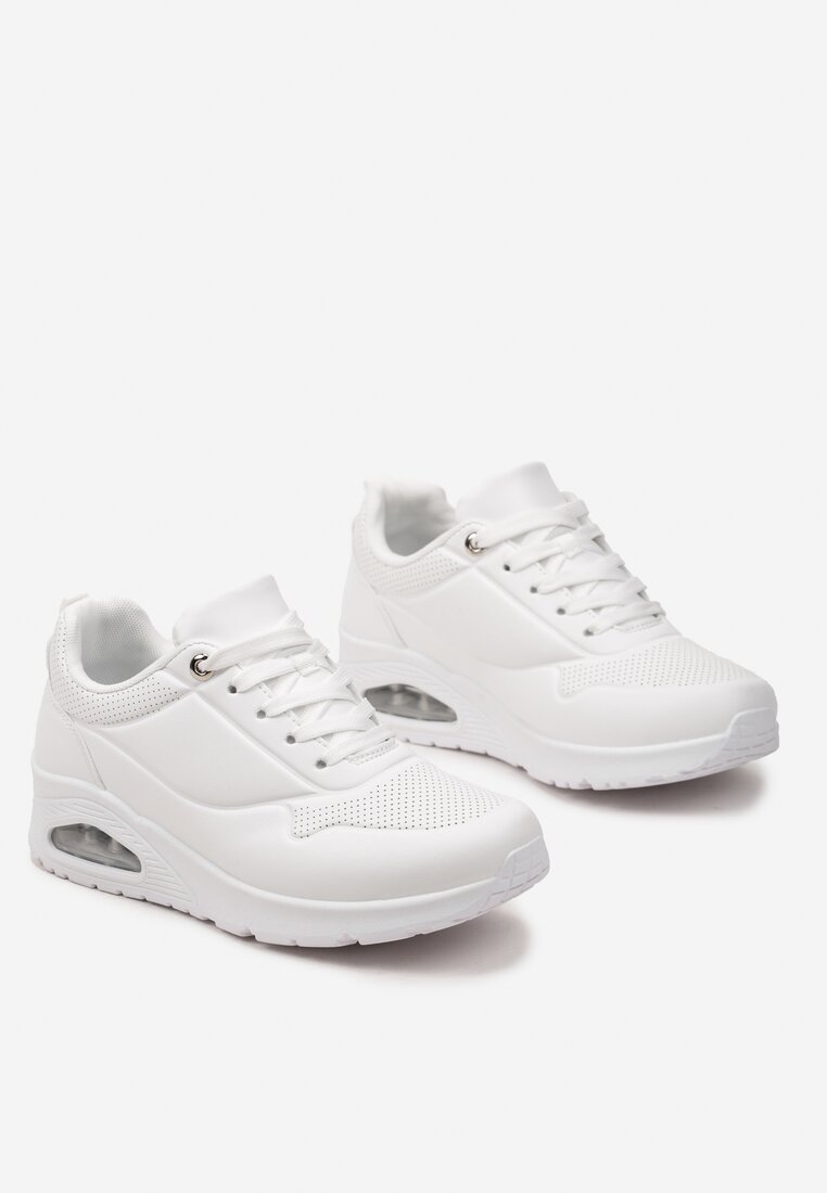 Białe Sneakersy z Podeszwą Air i Ozdobną Perforacją Florias