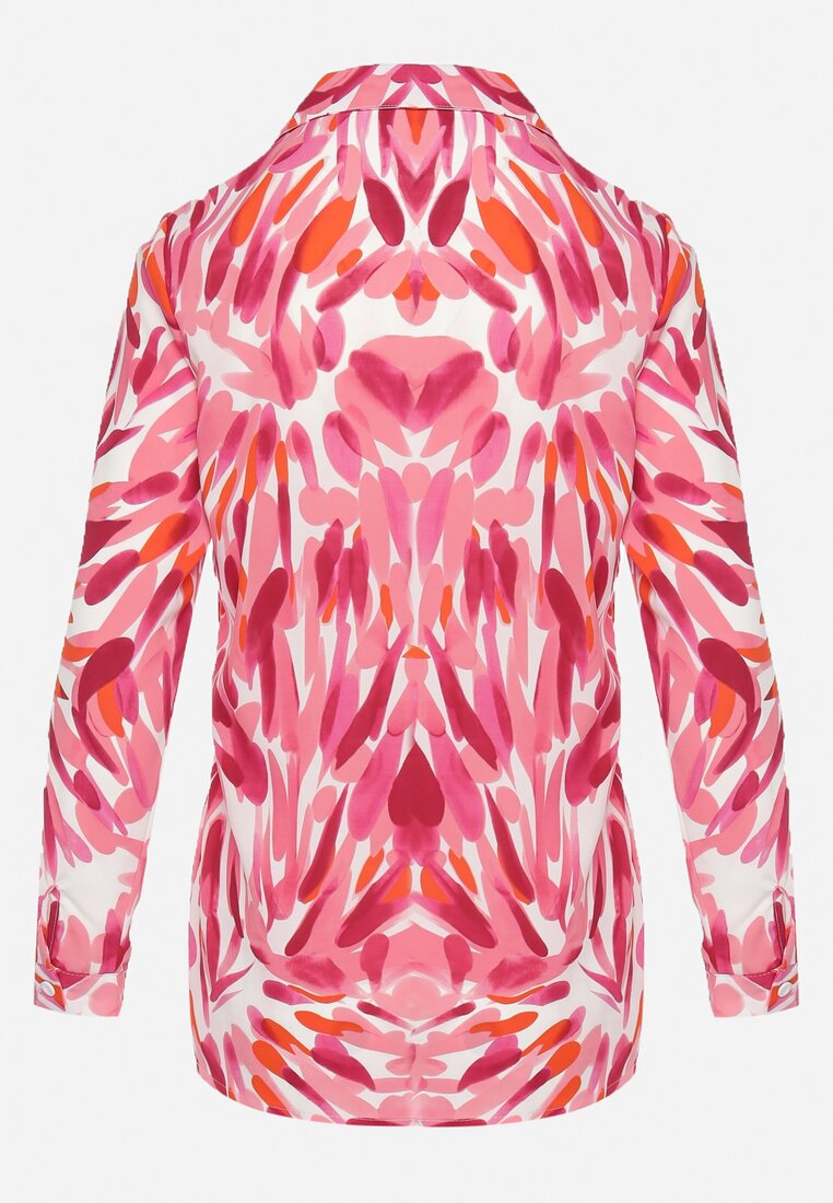 Różowa Koszula Ozdobiona Abstrakcyjnym Printem Sivello