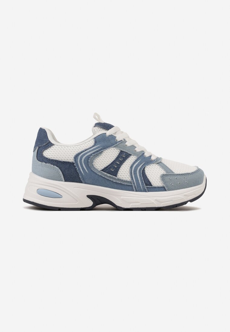Niebiesko-Białe Sneakersy z Ozdobnymi Przeszyciami Liveniza