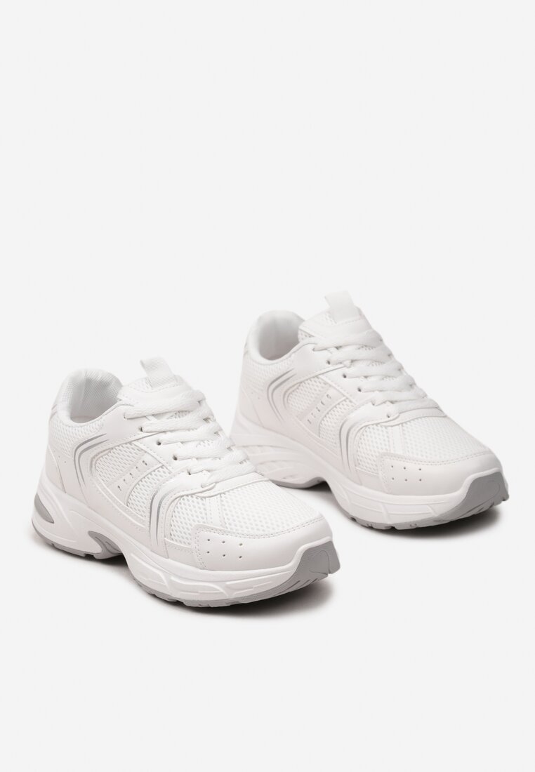 Białe Sneakersy z Ozdobnymi Przeszyciami Liveniza