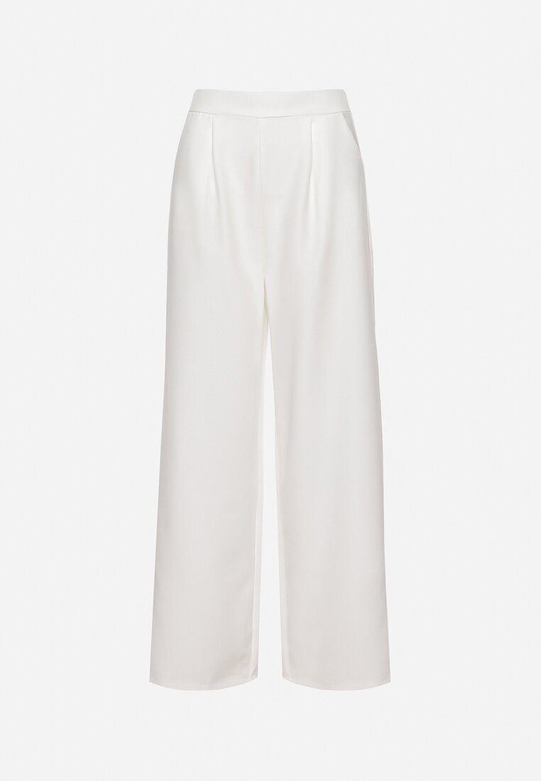 Białe Eleganckie Spodnie z Szerokimi Nogawkami Kahinuni