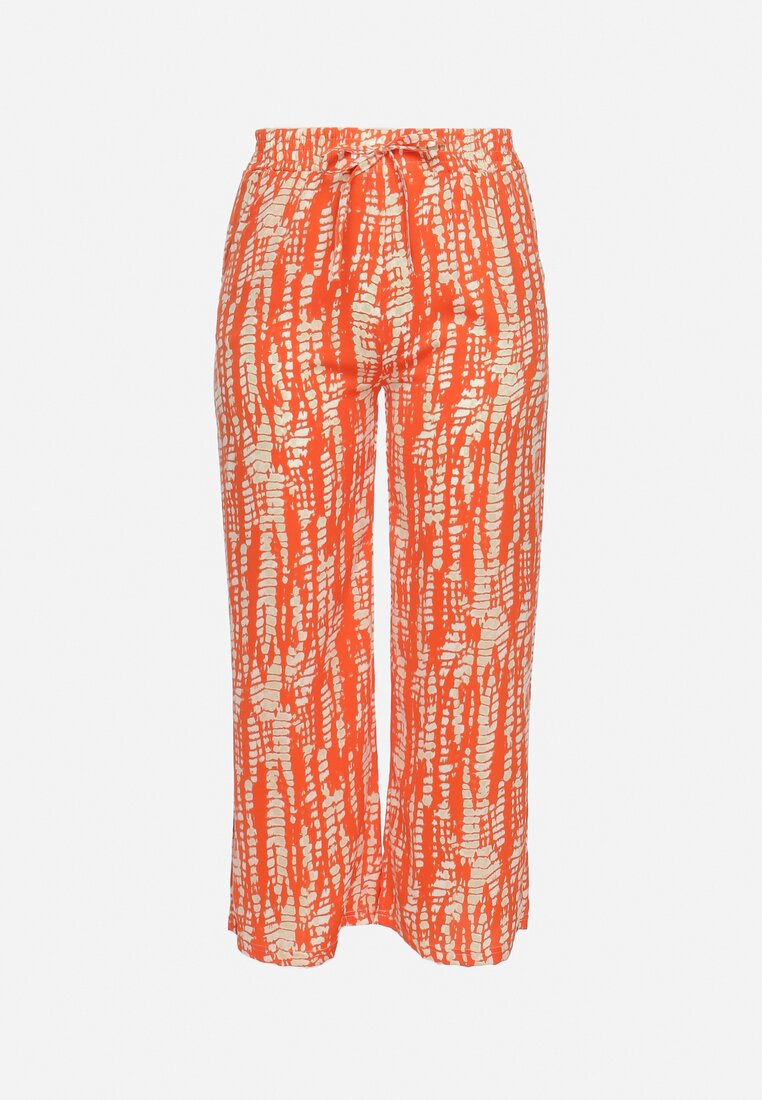 Pomarańczowe Szerokie Spodnie z Wysokim Stanem i Gumką w Pasie Miffiana