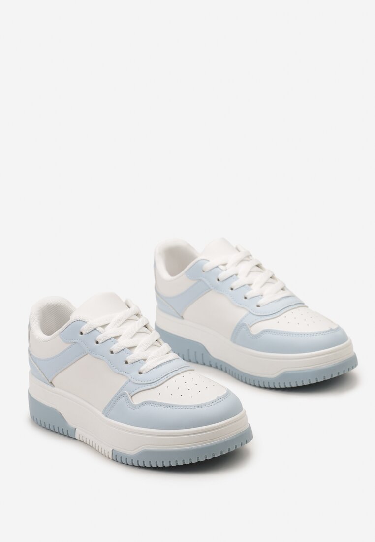 Niebiesko-Białe Sneakersy na Grubej Podeszwie z Ozdobnymi Wstawkami Uvunna