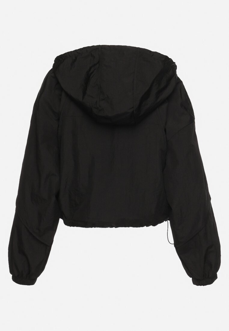 Czarna Kurtka Wiatrówka o Krótkim Fasonie Nariaka