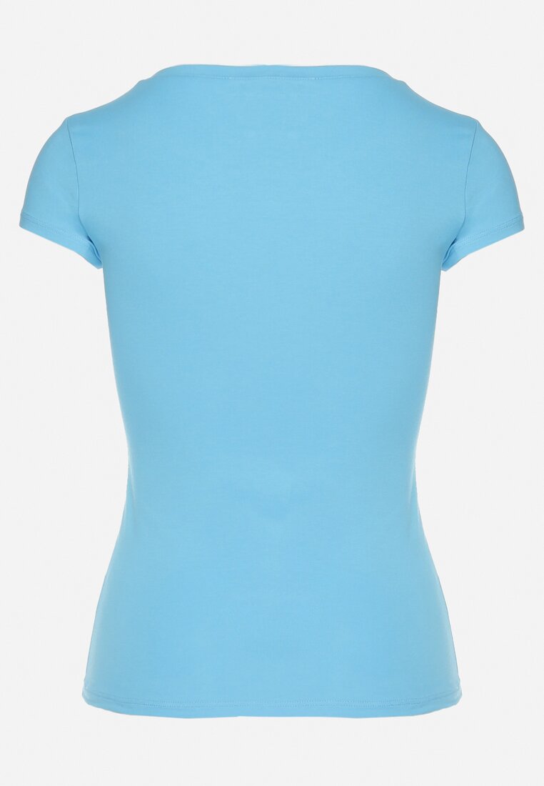 Niebieski T-shirt z Krótkim Rękawem i Okrągłym Dekoltem Liralei