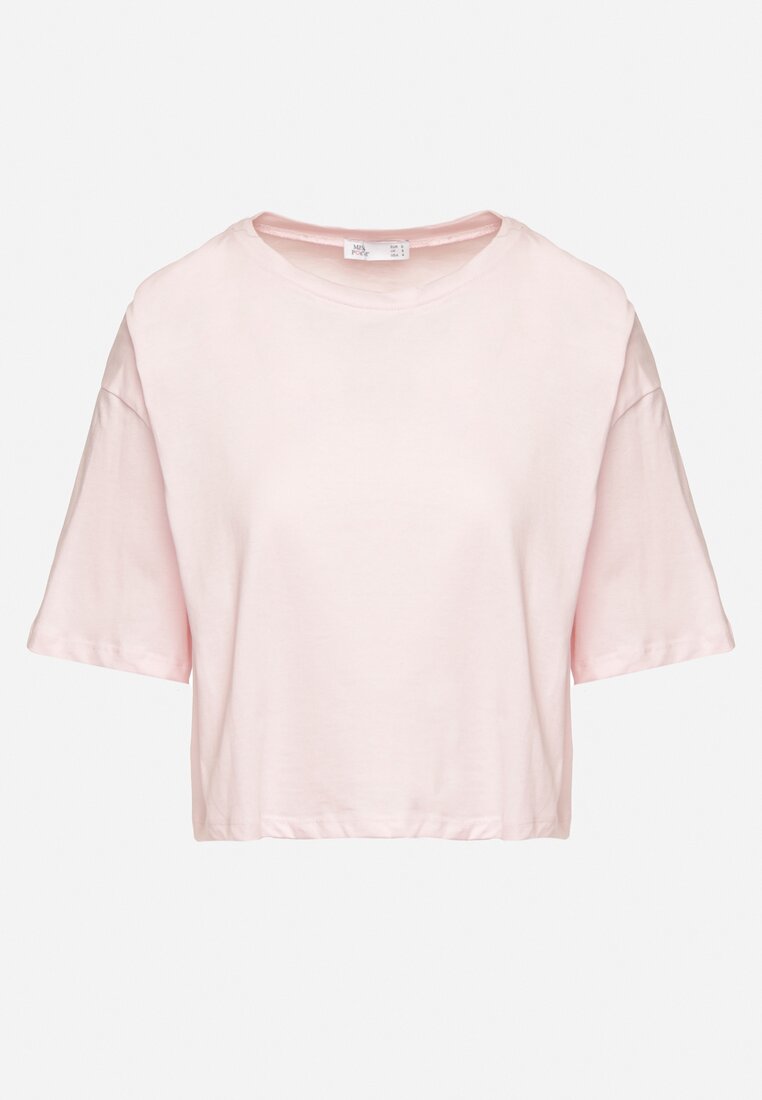 Różowy Bawełniany T-shirt o Szerokim Kroju z Krótkim Rękawem Branjas