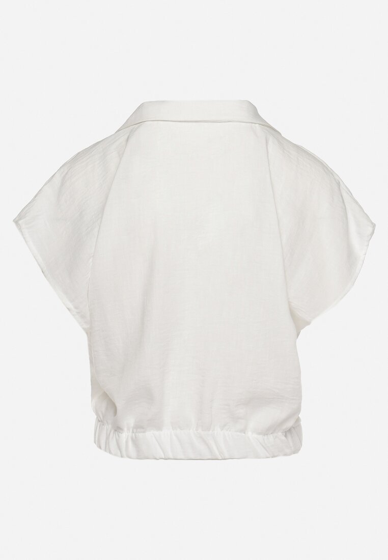 Biała Koszula z Krótkimi Rękawami ze Ściągaczem na Dole Vrefla