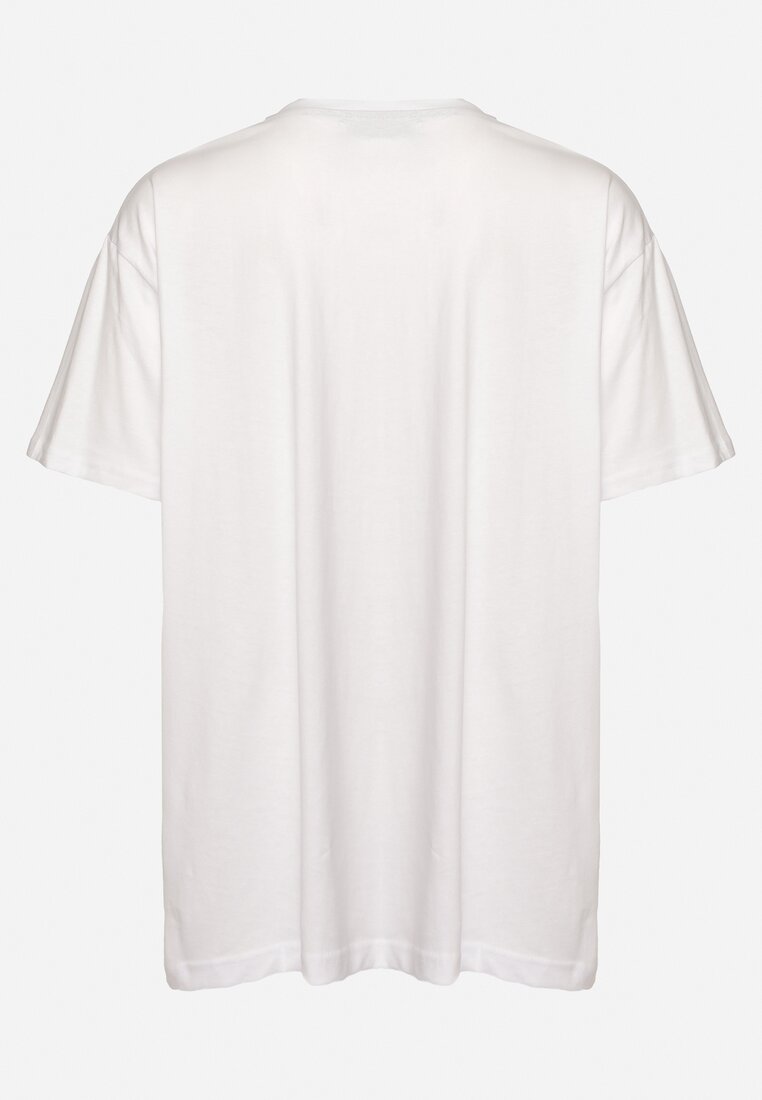 Biała Koszulka Bawełniana z Krótkim Rękawem i Nadrukiem z Przodu Liseara