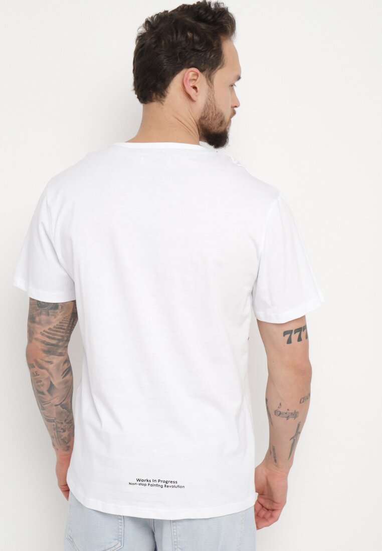 Biała Koszulka Bawełniana z Nadrukiem z Przodu Lorasia