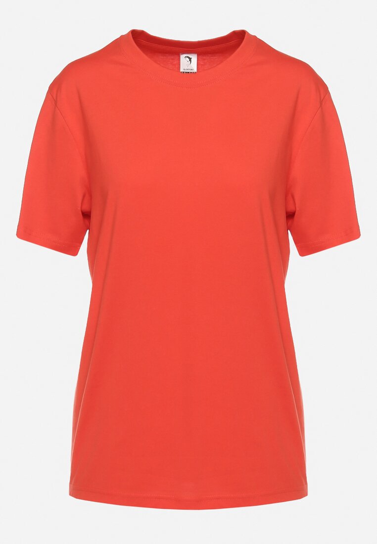 Czerwony Bawełniany T-shirt o Luźnym Kroju z Krótkim Rękawem Adalria