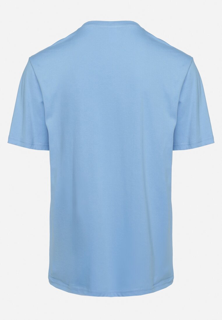 Jasnoniebieska Casual Koszulka T-shirt z Bawełny Ikesse