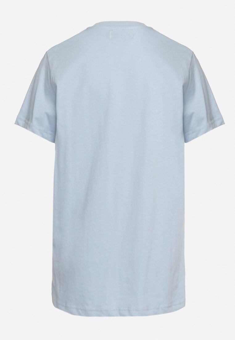 Jasnoniebieska Koszulka Bawełniana T-shirt z Nadrukiem Ralora