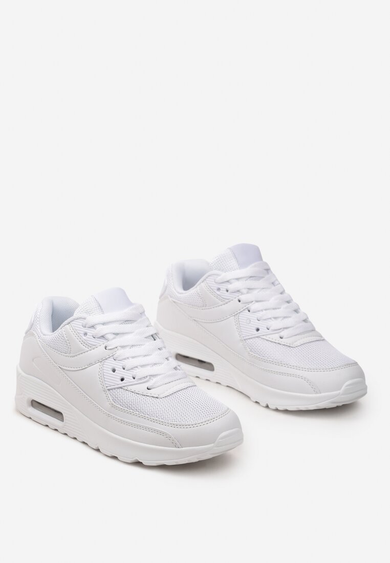 Białe Sznurowane Sneakersy na Podeszwie Typu Air Arindafa